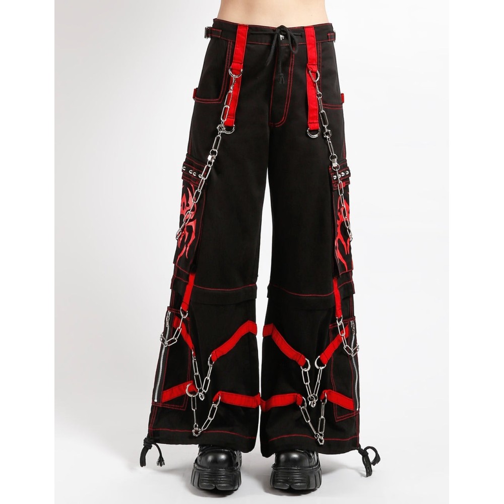 Tripp NYC - Spider Wijde broek - Zwart/Rood